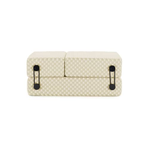 Chauffeuse convertible Trix OUTDOOR x Liberty / Lit d\'appoint - Kartell - Lait (Liberty Obi Check) - Polyuréthane, Technopolymère thermoplastique, Tissu outdoor