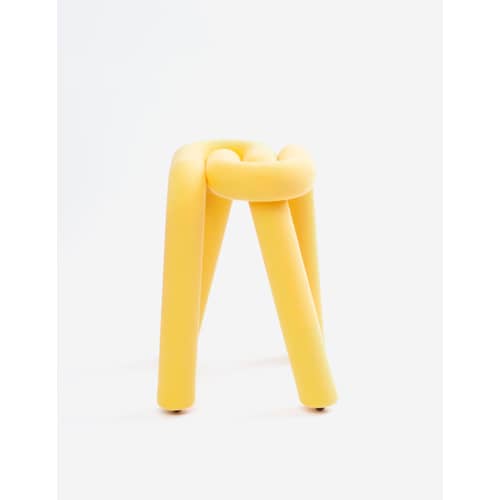 Bold Upholstered stool textile yellow / Padded - Moustache - Yellow - Fabric, Polyurethane foam, Steel