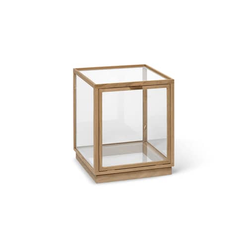 Vitrine Miru verre bois naturel / 40 x 40 x H 42 cm - Ferm Living - Chêne clair - Chêne, Laiton, Verre