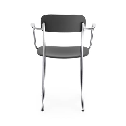 Armlehnstuhl Savoia INDOOR plastikmaterial grau - Kartell - Anthrazit (Thermoplast) / Verchromt - poliertes Aluminium, Technoplymer