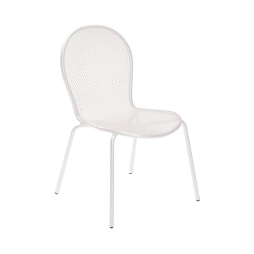 Chaise empilable Ronda / L 59 cm - Emu - Blanc - Acier verni