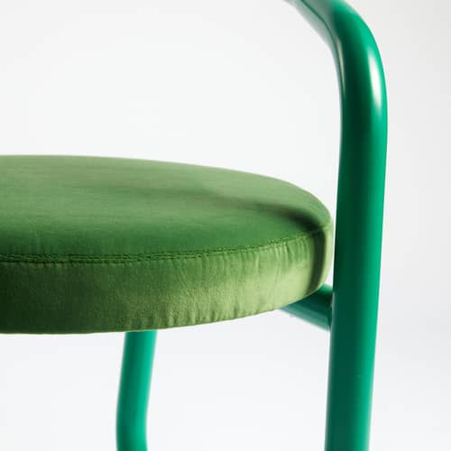 Chaise rembourrée Consul métal vert / Assise velours - Exclusivité - Axel Chay - Velours vert / vert - Acier laqué, Mousse, Velours