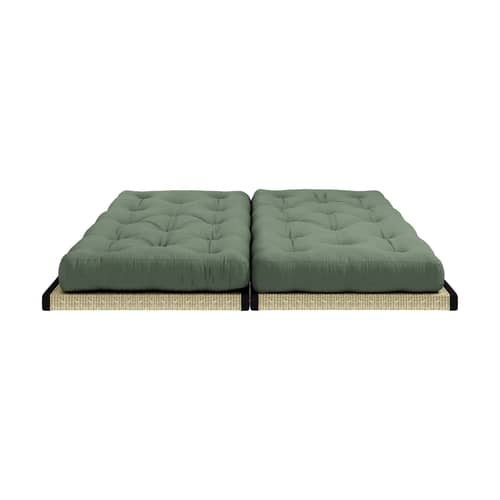 Divano convertibile Chico tessuto verde / Modulare - L 200 cm - KARUP DESIGN - Verde oliva 756 - Espanso, Fibre riciclate miste, Giunco intrecciato, Paglia di riso, Tessuto