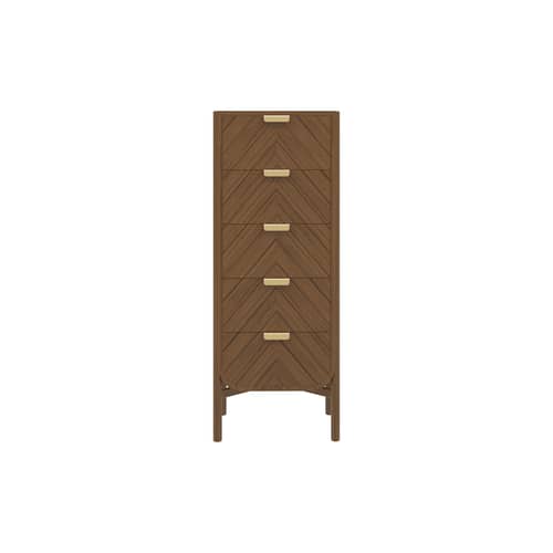 Marius Chiffonier natural wood / L 50 x H 130 cm - Hartô - Tinted oak - Brass, MDF veneer tinted oak, Tinted oak wood