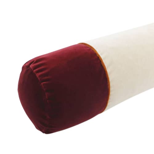 Coussin Tube court tissu rouge par José Lévy / Ø 15 x L 42 cm - Exclusivité Made In Design - Lelièvre Paris - Galet / Bordeaux (velours) - Mousse, Tissu