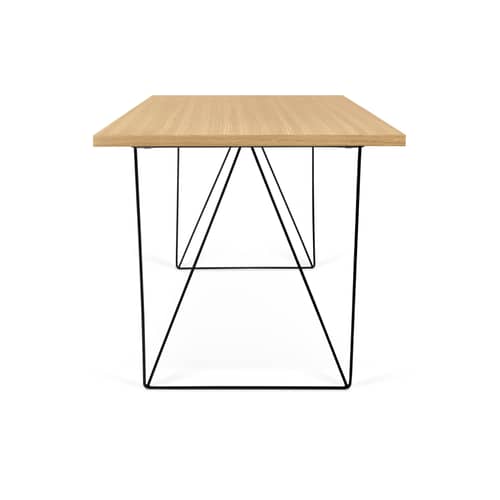 Oscar Desk natural wood / W 140 x D 75 cm - Oak - POP UP HOME - Oak / Black base - chipboard panels, Lacquered metal, MDF, Oak veneer