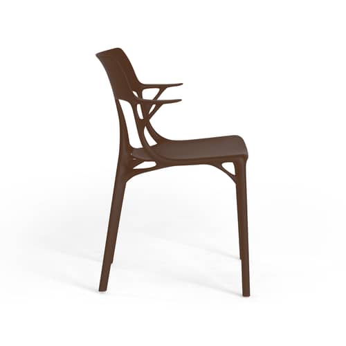 Fauteuil A.I / Conçu par une intelligence artificielle - 100% recyclé - Kartell - Moka - PMMA recyclé