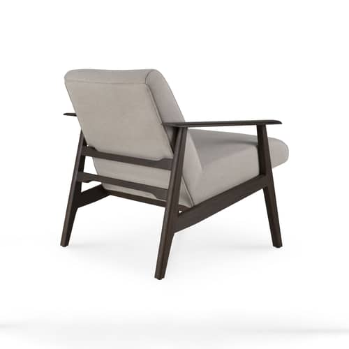 Fauteuil rembourré Aspekt - Ethnicraft - Gris cendré / Teck teinté brun foncé - Mousse, Teck massif teinté, Tissu écologique