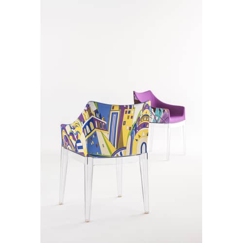 Fauteuil rembourré Madame By Emilio Pucci / Philippe Starck, 2015 - Kartell - Rome - Violet / Pieds cristal - Coton, Polycarbonate, Polyuréthane