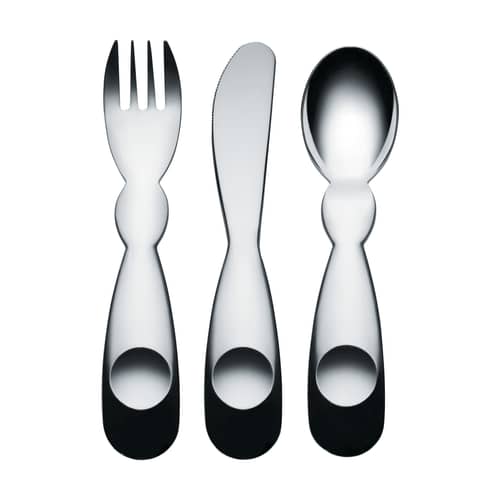 Kinderbesteck Alessini metall / 3-teilig - Alessi - Stahl - rostfreier Stahl