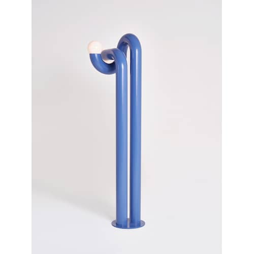 Lampadaire Modulation 2 métal bleu / H 170 cm - Axel Chay - Bleu - Acier laqué, Verre