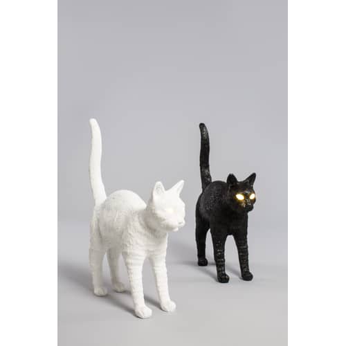 Lampe sans fil rechargeable Jobby the Cat plastique noir / L 46 x H 52 cm - Seletti - Noir - Résine