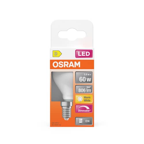 Mini Globe P45 LED E14 dimmable bulb glass white Frosted / 5.9W (= 60W) - Warm white - Osram - Dépoli - Glass