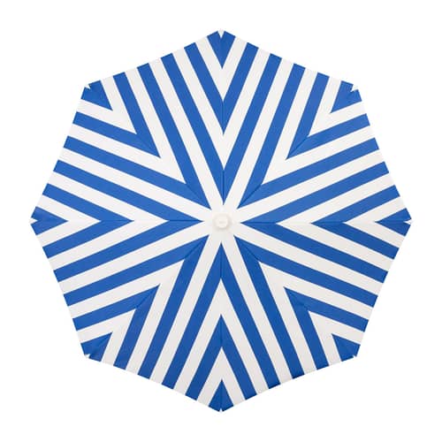Parasol The Amalfi Crew bleu / Ø 200 cm - BUSINESS & PLEASURE - Rayé / Bleu Méditerranéen - Aluminium, Bois de récupération, Fibre de verre, Toile outdoor