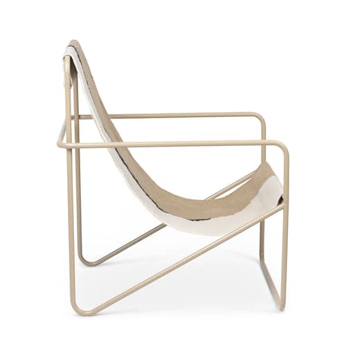 Poltrona Desert tessuto beige / Struttura beige - Bottiglie di plastica riciclate - Ferm Living - Metallo beige / Tela Bicolore - Acciaio termolaccato, Tessuto riciclato