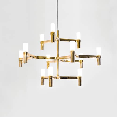 Suspension Crown Minor or métal / Ø 77 cm - Nemo - Or mat - Aluminium peint, Verre sablé