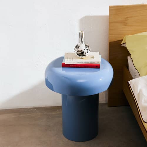 Table d\'appoint Miko métal bleu / Ø 40 x H 46 cm - NOO.MA - Bleu givré - Acier
