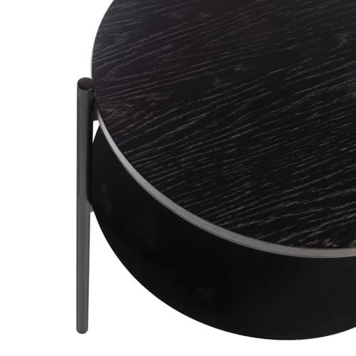 Table de chevet Tu bois noir / Ø 40 x H 52,5 cm - NOO.MA - Chêne noir - Acier, Placage de chêne