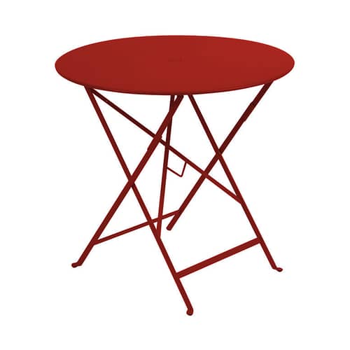 Table pliante Bistro / Ø 77cm - Trou pour parasol - Fermob - Piment - Acier laqué