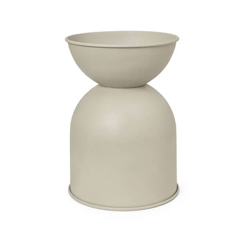 Blumentopf Hourglass Large metall beige / Ø 50 x H 73 cm - Ferm Living - Kaschmir-beige - Eisen