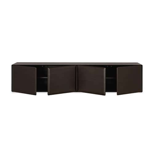 Buffet suspendu PI Light bois marron / L 225 x P 43 x H 47 cm - Ethnicraft - Acajou brun foncé - Acajou massif