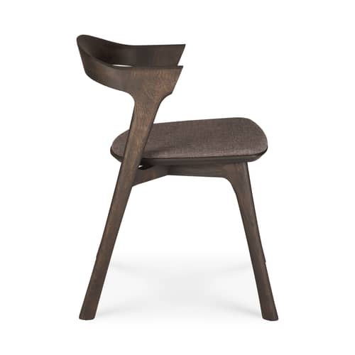 Bok Indoor Chair wood brown / Fabric seat - Ethnicraft - Dark brown oak / Warm brown Fabric - Fabric, PU foam, Tinted oak wood