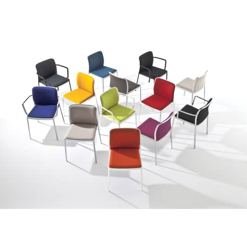 Chaise rembourrée Audrey Soft tissu marron / Structure alu poli/ Modèle d\'exposition - Kartell - Structure alu poli / Tissu Trevira marron - Aluminium poli, Tissu
