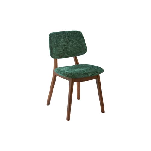 Chaise rembourrée Happy Days tissu vert - POLSPOTTEN - Vert foncé (effet tricot) - Frêne, Mousse, Tissu