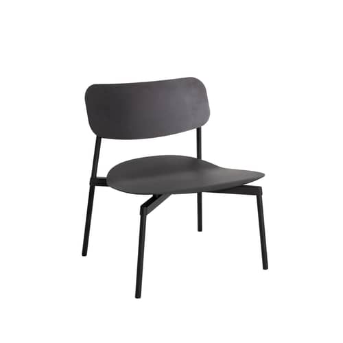 Fauteuil bas empilable Fromme métal noir / Aluminium - Petite Friture - Noir - Aluminium