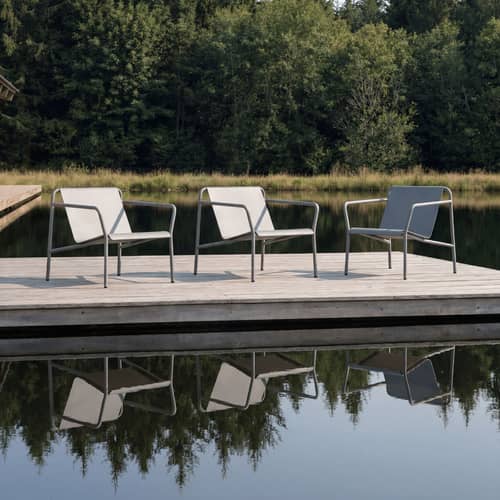 Fauteuil bas Panorama métal gris - TIPTOE - Gris Craie - Acier thermolaqué
