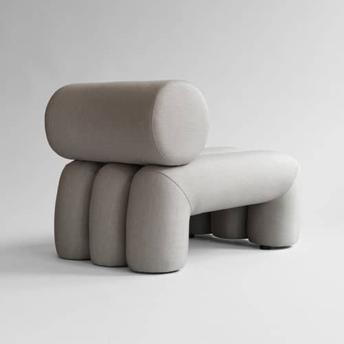 Fauteuil rembourré Foku tissu beige - 101 COPENHAGEN - Taupe (tissu Pallazo 163) - Bois, Mousse, Tissu