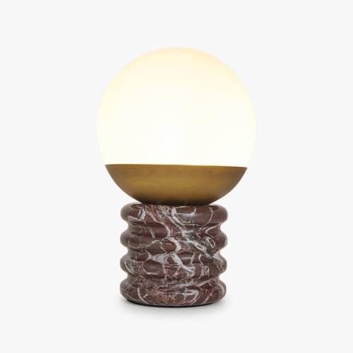Lampada da tavolo Noctis pietra rosso / Marmo - NV GALLERY - Marmo rosso / Bianco e ottone spazzolato - Ferro, Marmo, Vetro