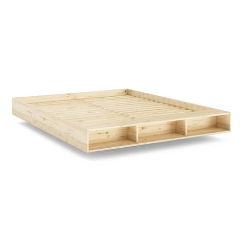 Lit double Merge / Pour matelas 180 x 200 cm - Banc / rangement intégré - KARUP DESIGN - Pour matelas 180 x 200 - Pin massif certifié FSC