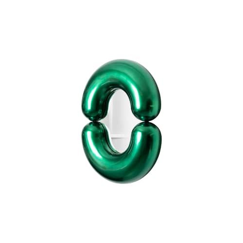 Miroir mural Zodiac Bumper Small / L 55 x H 70 cm - Jean-Baptiste Fastrez, 2020 - Moustache - Vert métallisé - Céramique, Verre