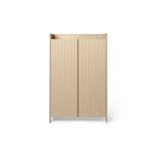 Portaoggetti Sill legno beige / L 70 x H 110 cm - MDF scanalato - Ferm Living - Beige Cachemire - MDF tinto