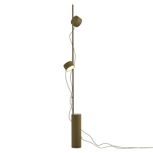 Stehleuchte Post metall grün / LED - 2 schwenkbare Spotlights mit Magneten - Muuto - Grün-Braun - lackierter Stahl
