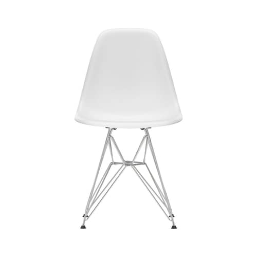 Sedia RE DSR - Eames Plastic Side Chair materiale plastico bianco / (1950) - Piedi in cromo / Riciclato - Vitra - Beige cotone / Piedi Cromo - Acciaio cromato, Plastica riciclata post-consumo