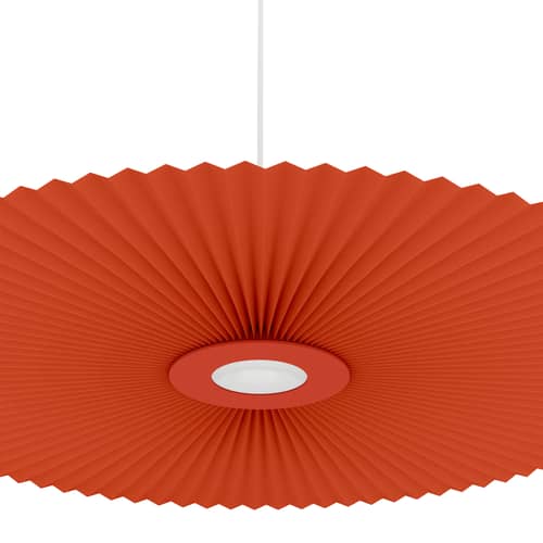 Sospensione Carmen tessuto arancione LED Medium / Ø 90 cm - Hartô - Terracotta - metallo laccato, Tessuto plissettato