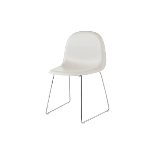 3D Stacking chair plastic material white / Recycled - Gubi - White / Chromed white base, legs - Chromed steel, Recycled plastic