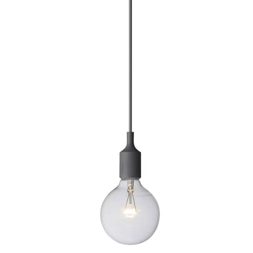 Suspension E27 plastique gris / Silicone - Ampoule incluse - Muuto - Gris foncé - Silicone