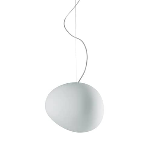 Suspension Gregg Grande LED My Light verre blanc / L 47 cm / Bluetooth - Ludovica+Roberto Palomba, 2008 - Foscarini - Blanc - Métal laqué, Verre soufflé