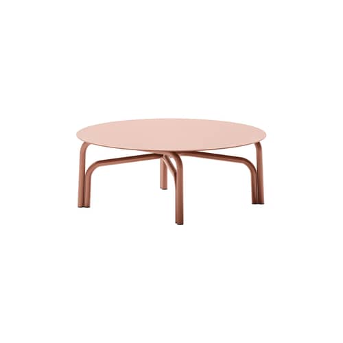 Table basse Salo métal orange / Ø 90 x H 35 cm - Unopiu - Terracotta - Aluminium