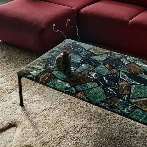 Table basse Smash marbre vert / 120 x 75 x H 34 cm - Tom Dixon - Vert - Aluminium, Marbre