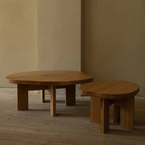 Tavolino Farmhouse Pond legno naturale / 78 x 93,6 cm x H 37 cm - Frama  - 78 x 93,6 cm / Rovere - Massello di quercia oliato
