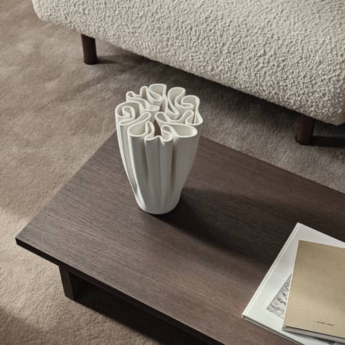 Vase Dedali Large keramik weiß / Ø 17 x H 25 cm - Ferm Living - H 25 cm / Weiß - Sandstein
