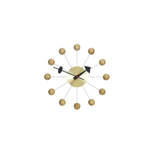 Wanduhr Ball Clock holz natur / By George Nelson, 1948-1960 / Ø 33 cm - Vitra - Kirschbaum natur / Messing - Messing, Naturbelassenes Kirschholz