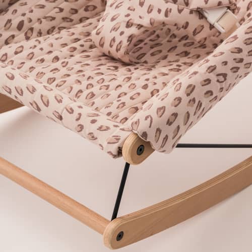 Baby-Liegestuhl Growing Green textil braun - NOBODINOZ - Braun Rosa - massive Buche, Organische Baumwolle, rostfreier Stahl