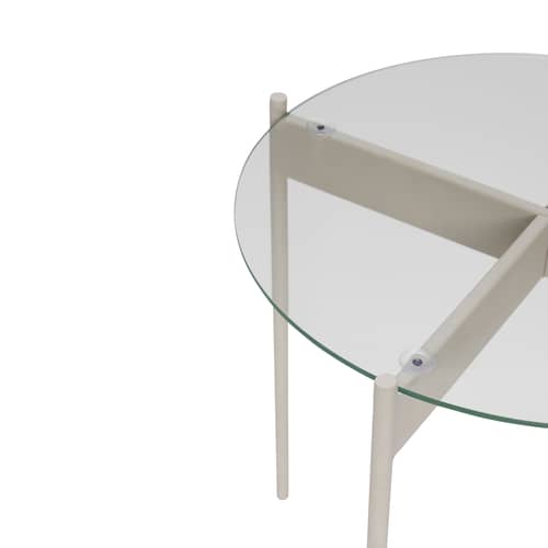 Beistelltisch Beam glas beige / Ø 45 x H 42 cm - HÜBSCH - Sand - Eisen, Glas