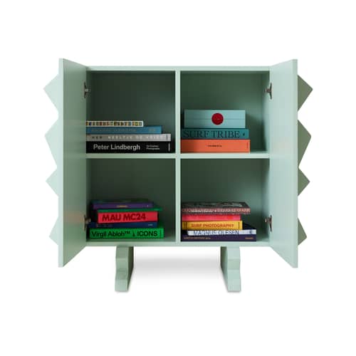 Buffet Forma bois bleu / L 80 x H 88.5 cm - HK LIVING - Bleu ciel - Bois de sungkai, MDF