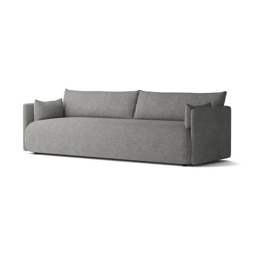Canapé droit Offset tissu gris / 3 places - L 228 cm - Audo Copenhagen - Audo Bouclé 16 / Gris - Mousse HR, Pin, Ressorts acier, Tissu Audo Bouclé